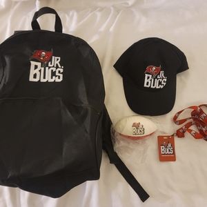 Tampa Bay Buccaneers Bucs Jr Hat, Lanyard, Football And Back Pack Set